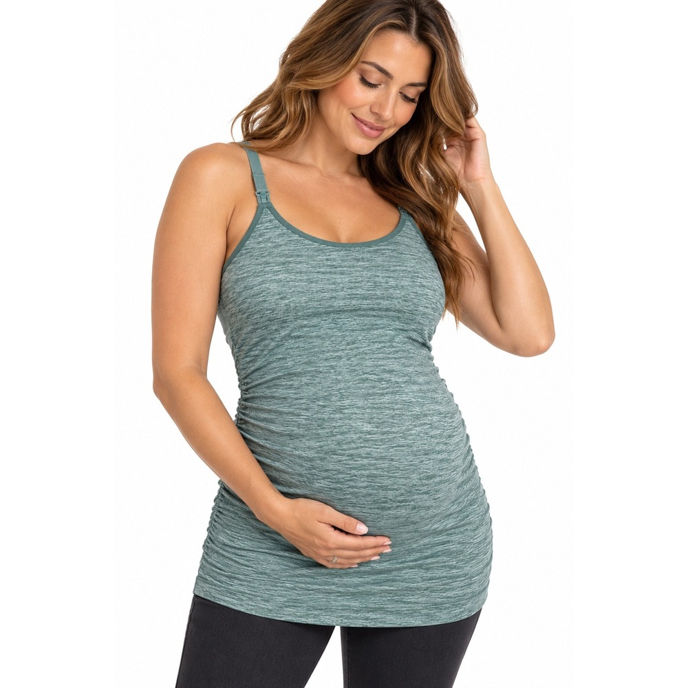 Modern Eternity Isabella Maternity Nursing Tank Teal Melange M NWT